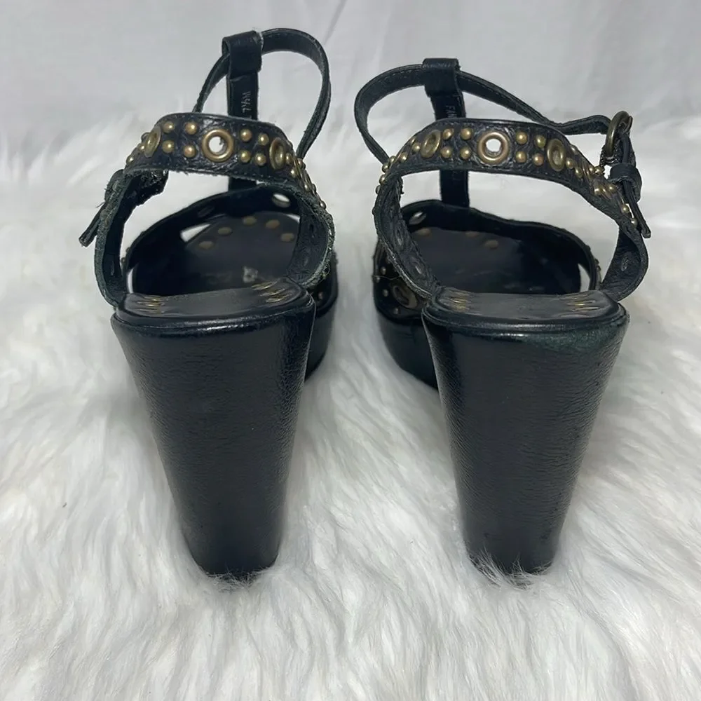 Bridget‎ Shuster Vintage Rivet Stud Platform Sandals Sz 7.5